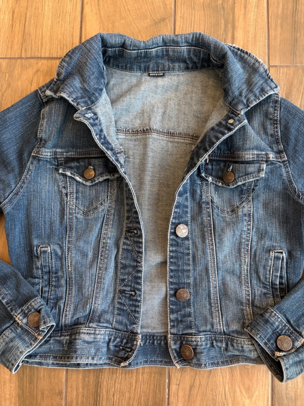 Celebrity Pink Distressed & Cropped Blue Denim Jacket - Picture 5 of 11